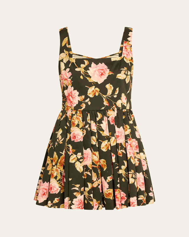Basil Floral Flare Mini Dress